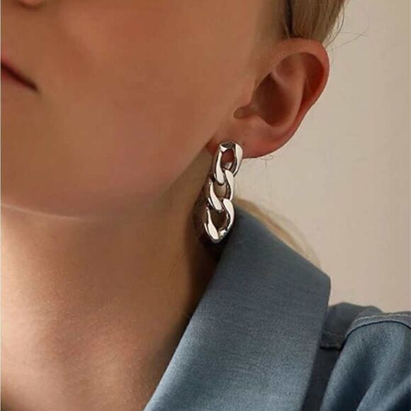 Silver chain drop earrings S176 - Picture 1 of 5